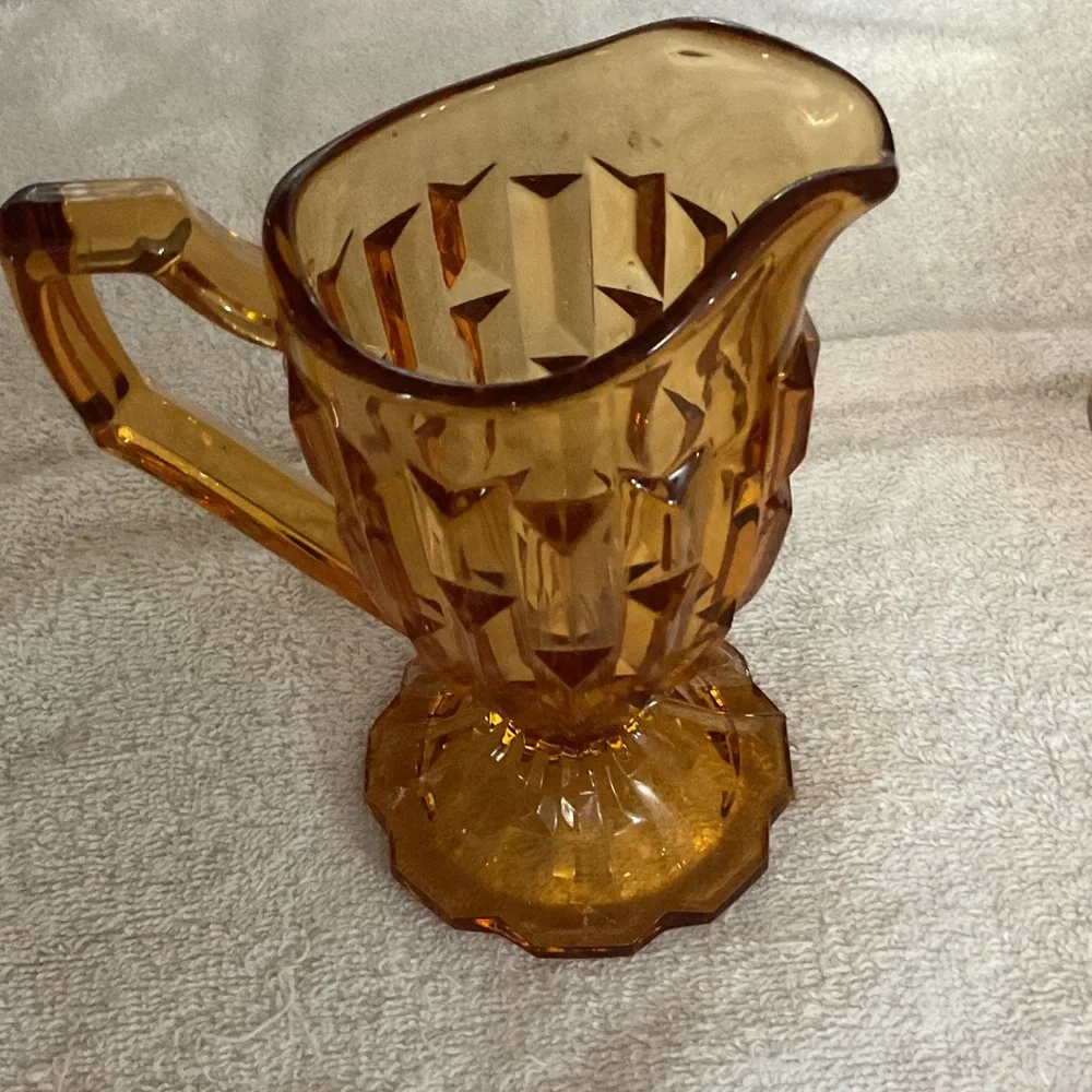 Amber Glass Creamer and Sugar Set